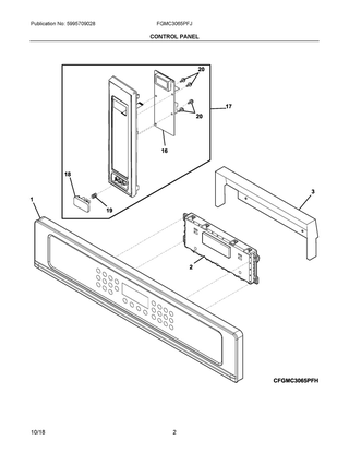 Control Panel Diagram and Parts List for FGMC3065PFJ  Frigidaire Microwave Oven Combo