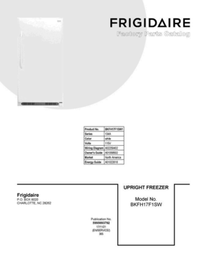 01 - Cover Sheet Diagram and Parts List for BKFH17F1SW1  Frigidaire Freezer