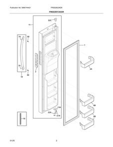 Freezer Door Diagram and Parts List for FRSS2623AD9  Frigidaire Refrigerator