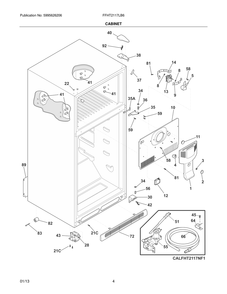 Cabinet Diagram and Parts List for FFHT2117LB6  Frigidaire Refrigerator