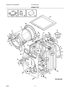 Cabinet/Top Diagram and Parts List for EFLW427UIW2  Frigidaire Washer