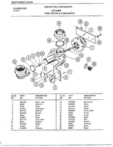 Pump, Motor & Components Diagram and Parts List for 1266C  Frigidaire Dishwasher