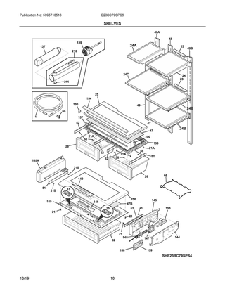 Shelves Diagram and Parts List for E23BC79SPS6  Frigidaire Refrigerator