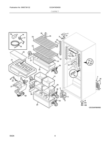 Cabinet Diagram and Parts List for EI33AF80WS9  Frigidaire Freezer