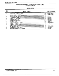 30" Floor Supported Elec Backguard Page 2 Diagram and Parts List for 4468B  Frigidaire Range