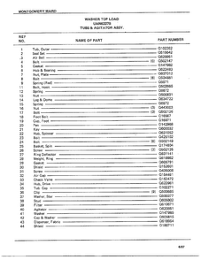 Tubs And Agitator Assy Page 2 Diagram and Parts List for 6337B  Frigidaire Washer