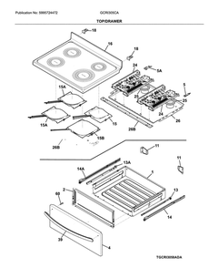 Top/Drawer Diagram and Parts List for GCRI305CADC  Frigidaire Range
