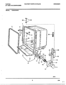 24" Built-in Dishwasher Page 6 Diagram and Parts List for 68-1075  Frigidaire Dishwasher
