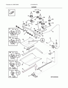 Burner Diagram and Parts List for LFGH3054UFD  Frigidaire Range