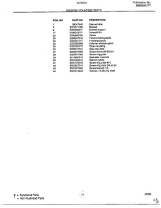 Window Mounting Parts Page 2 Diagram and Parts List for 5078004B  Frigidaire Air Conditioner