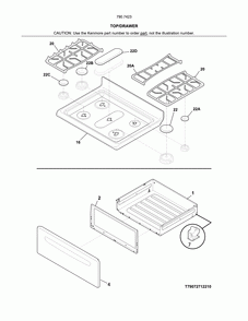 Top/drawer Diagram and Parts List for 79074232314  Kenmore Range