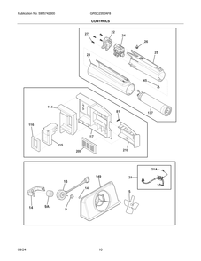Controls Diagram and Parts List for GRSC2352AF8  Frigidaire Refrigerator
