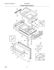 Freezer Drawer, Baskets Diagram and Parts List for GRFS2853AF8  Frigidaire Freezer