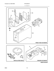 Ice Maker Diagram and Parts List for PRFS2883AF4  Frigidaire Refrigerator