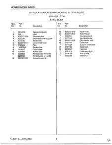 Basic Body Page 2 Diagram and Parts List for 2809A  Frigidaire Range