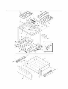 Top/drawer Diagram and Parts List for 79036909904  Kenmore Range