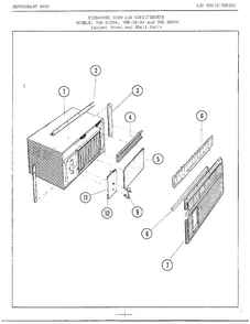 Cabinet Front/shell Diagram and Parts List for 5100A  Frigidaire Air Conditioner