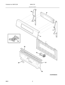Backguard Diagram and Parts List for 80462172D  Frigidaire Range