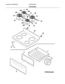 Top/drawer Diagram and Parts List for WWEF3008TWA  Westinghouse Range