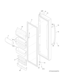 Refrigerator Door Diagram and Parts List for FGHC2331PFAA  Frigidaire Refrigerator