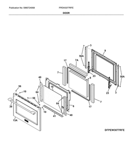 Door Diagram and Parts List for FPEW3077RFE  Frigidaire Wall Oven