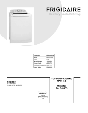 01 - COVER SHEET Diagram and Parts List for FAHE4045QW0  Frigidaire Washer