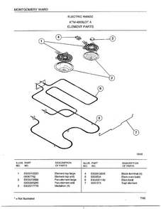 Element Parts Diagram and Parts List for 4893A  Frigidaire Range