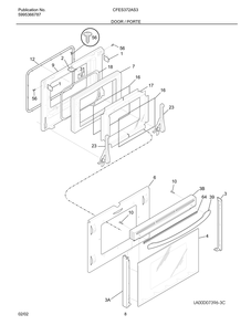Door / Porte Diagram and Parts List for CFES372AS3  Frigidaire Range