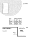 COVER Diagram and Parts List for CRTE187EB7  Crosley Refrigerator