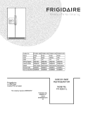 COVER Diagram and Parts List for FFHS2611LW0  Frigidaire Refrigerator