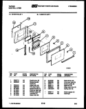DOOR PARTS Diagram and Parts List for 12-6219-00-01  Tappan Wall Oven