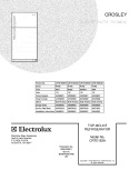 COVER Diagram and Parts List for CRTE183AWK  Crosley Refrigerator