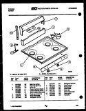 BACKGUARD AND COOKTOP PARTS Diagram and Parts List for 32-1038-23-01  Tappan Range