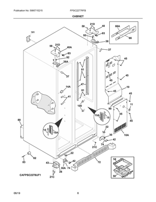 Cabinet Diagram and Parts List for FPSC2277RFB  Frigidaire Refrigerator