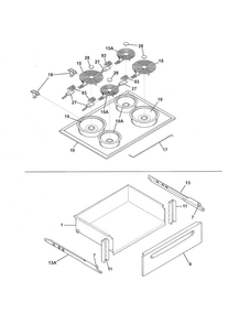 Top/drawer Diagram and Parts List for FFES3015PBA  Frigidaire Range