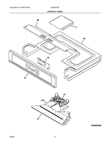 Control Panel Diagram and Parts List for 20462033B  Frigidaire Wall Oven