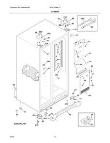 Cabinet Diagram and Parts List for FPHC2398LF5  Frigidaire Refrigerator