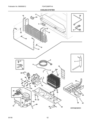 Cooling System Diagram and Parts List for FGHF2366PFHA  Frigidaire Refrigerator