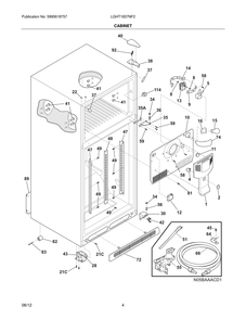 Cabinet Diagram and Parts List for LGHT1837NF2  Frigidaire Refrigerator