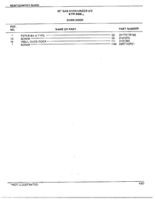 30" Gas Over/under Oven Door Page 2 Diagram and Parts List for 3468A  Frigidaire Range