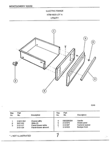 Utility Diagram and Parts List for 4823A  Frigidaire Range
