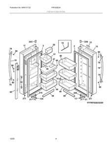 Fresh Food Door Diagram and Parts List for FRFS2823AD5  Frigidaire Refrigerator
