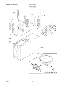 Ice Maker Diagram and Parts List for FRFC2323AS7  Frigidaire Refrigerator