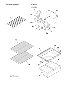 Shelves Diagram and Parts List for FFTR1514TB0  Frigidaire Refrigerator