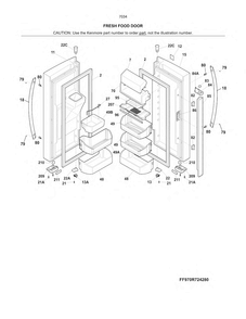 Fresh Food Door Diagram and Parts List for 2537034241A  Kenmore Refrigerator