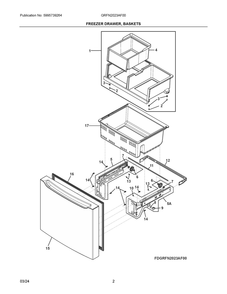 Freezer Drawer, Baskets Diagram and Parts List for GRFN2023AF00  Frigidaire Refrigerator