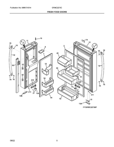 Fresh Food Doors Diagram and Parts List for GRMC2273CD00  Frigidaire Refrigerator