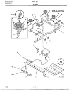 Burner Diagram and Parts List for 2843-80C  Frigidaire Range