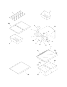 Shelves Diagram and Parts List for 25372119015  Kenmore Refrigerator