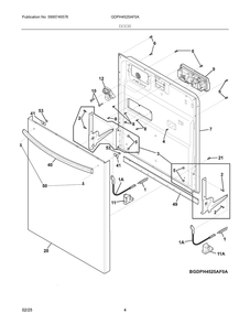 Door Diagram and Parts List for GDPH4525AF0A  Frigidaire Dishwasher